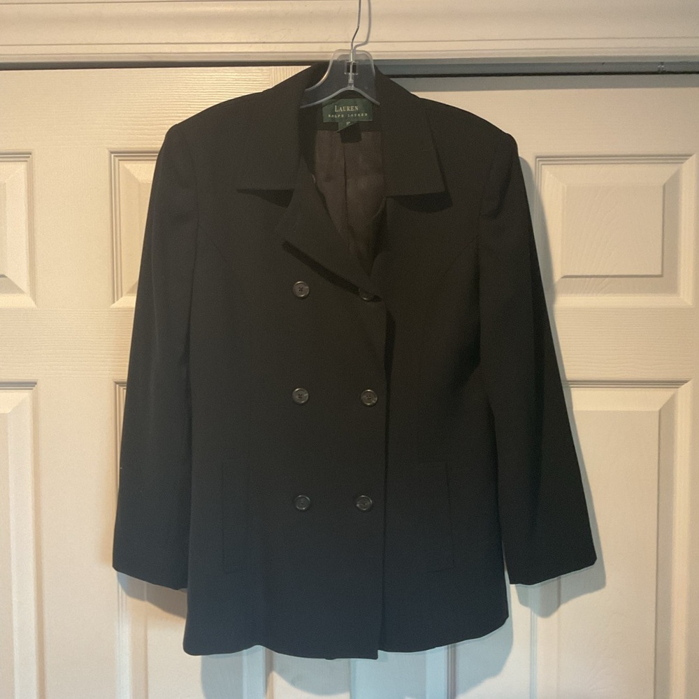 Lauren Ralph Lauren Vintage Women’s Wool Black Double Breasted Jacket Blazer Y2K